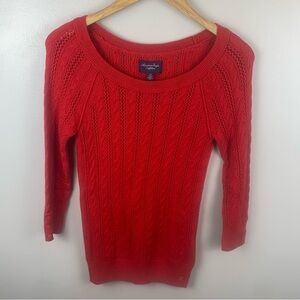 American Eagle Outfitters Womens Sweater Sz S Cable Knit Scoop Neck‎ Long Sleeve